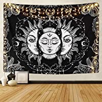 Los mejores  - LOMOHOO Tapiz Tarot Sol y Luna Tapiz Psicodélico Colgante de Pared Celeste Tapices de Pared Indio Mandala Bohemio (A-Sun…